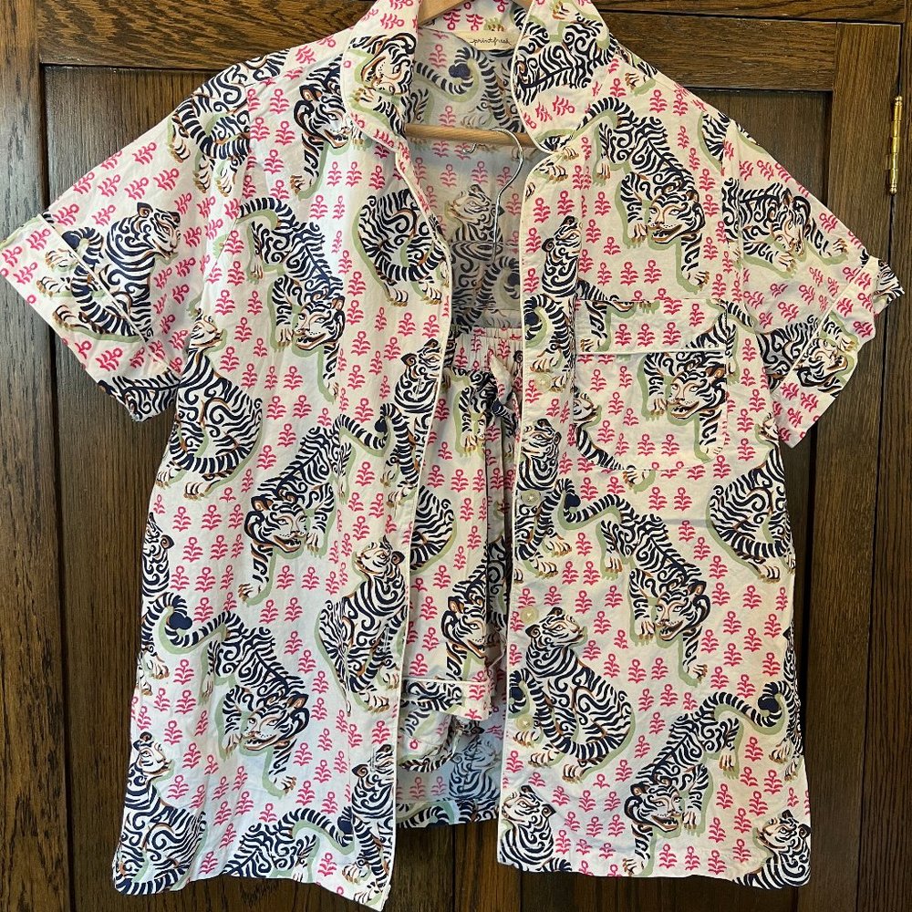 Printfresh Womens Tiger Queen Short Sleep Set - French Rose - XS
